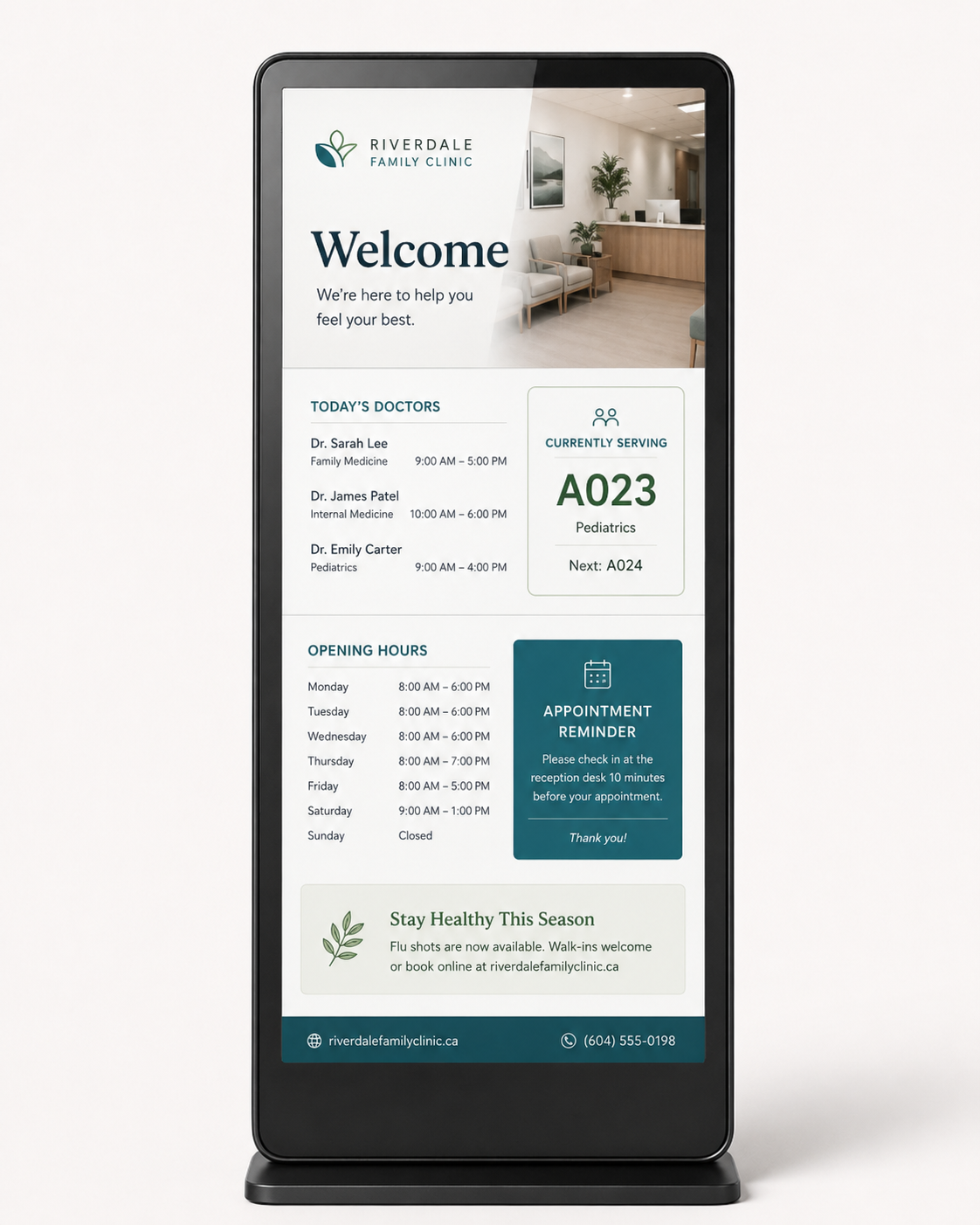 Digital clinic information screen